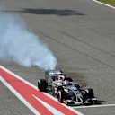 Adrian Sutil (GER) Sauber C33 with smoke. Formula One Testing, Day Three, Bahrain International Circuit, Sakhir, Bahrain, Saturday, 1 March 2014 © Sutton Images. No reproduction without permission